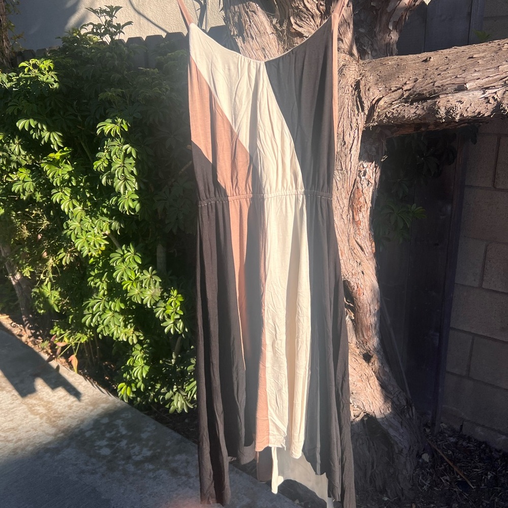 Ella Moss Asymmetrical Dress in Cream, Tan, and Black